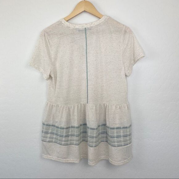 Doe & Rae henley peplum top oatmeal teal medium - Picture 4 of 7